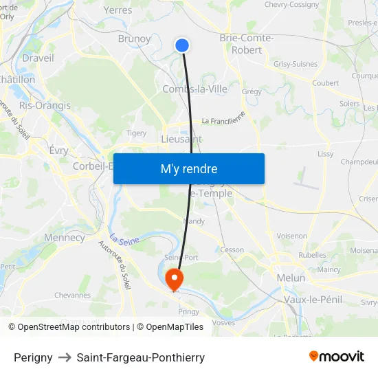 Perigny to Saint-Fargeau-Ponthierry map