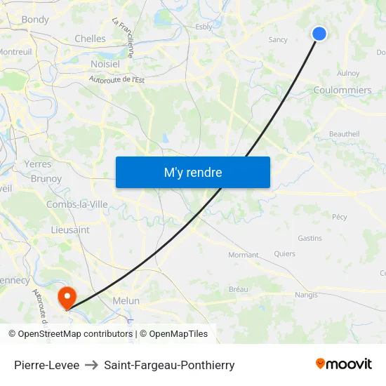 Pierre-Levee to Saint-Fargeau-Ponthierry map