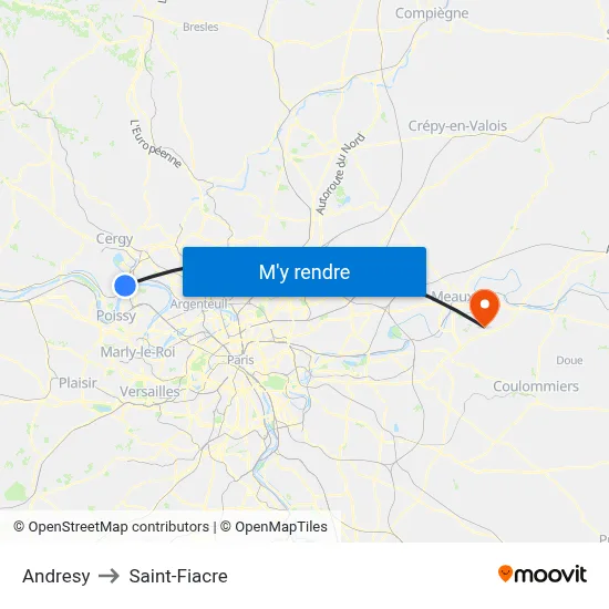 Andresy to Saint-Fiacre map