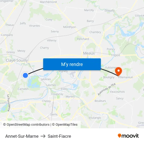 Annet-Sur-Marne to Saint-Fiacre map