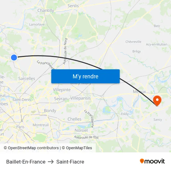 Baillet-En-France to Saint-Fiacre map