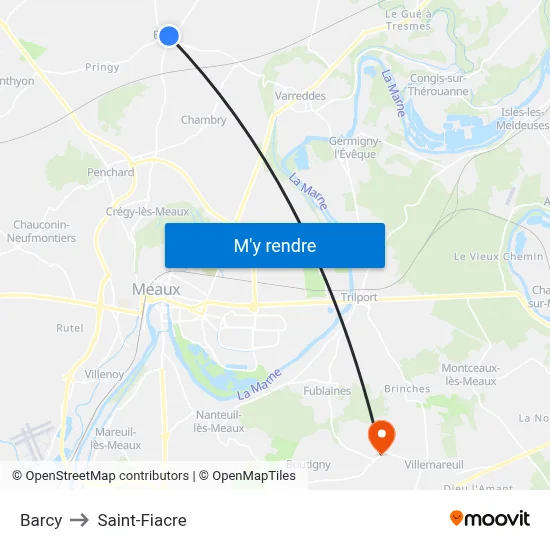 Barcy to Saint-Fiacre map