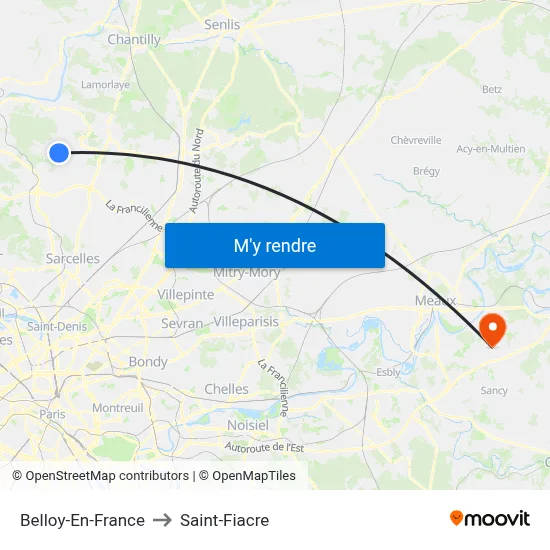 Belloy-En-France to Saint-Fiacre map