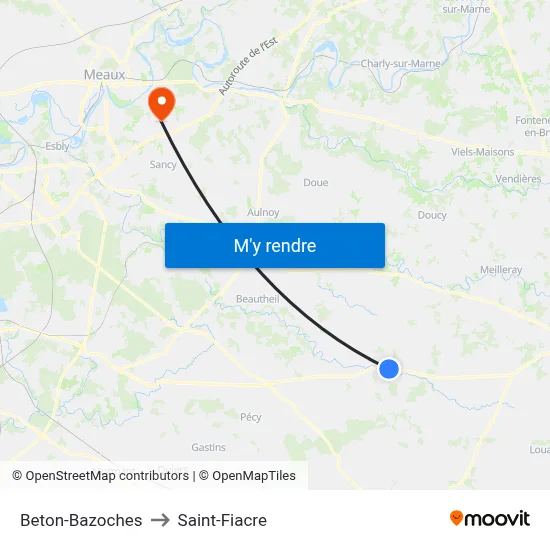 Beton-Bazoches to Saint-Fiacre map