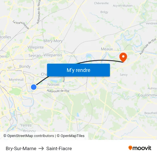 Bry-Sur-Marne to Saint-Fiacre map