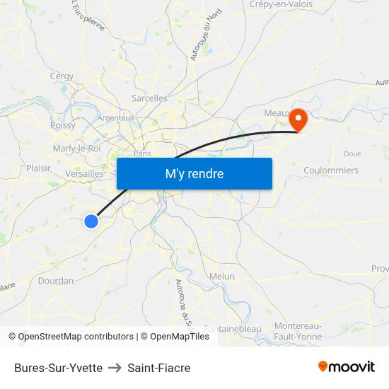 Bures-Sur-Yvette to Saint-Fiacre map