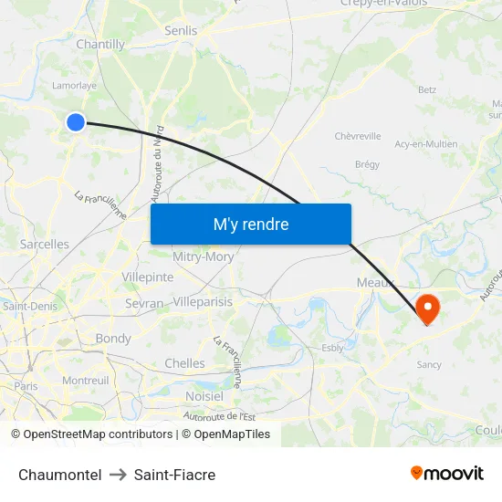 Chaumontel to Saint-Fiacre map
