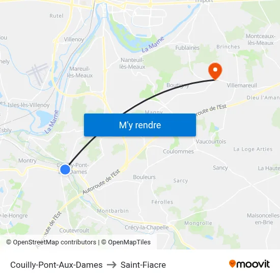 Couilly-Pont-Aux-Dames to Saint-Fiacre map