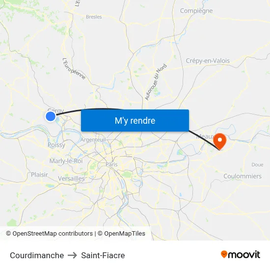 Courdimanche to Saint-Fiacre map