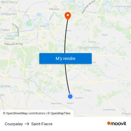 Courpalay to Saint-Fiacre map