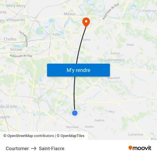 Courtomer to Saint-Fiacre map