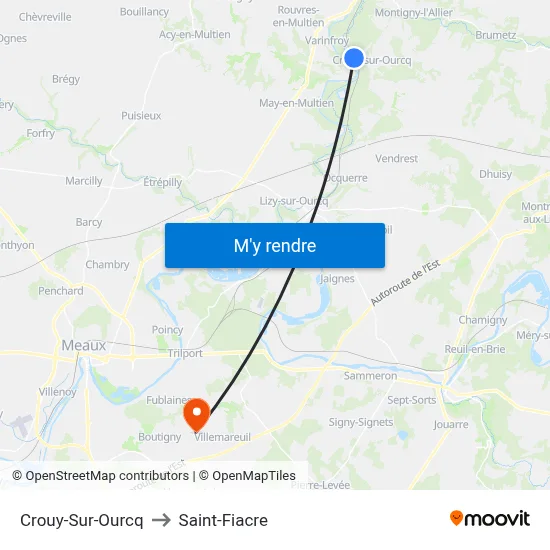 Crouy-Sur-Ourcq to Saint-Fiacre map