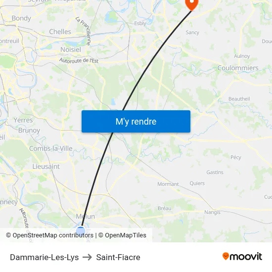 Dammarie-Les-Lys to Saint-Fiacre map