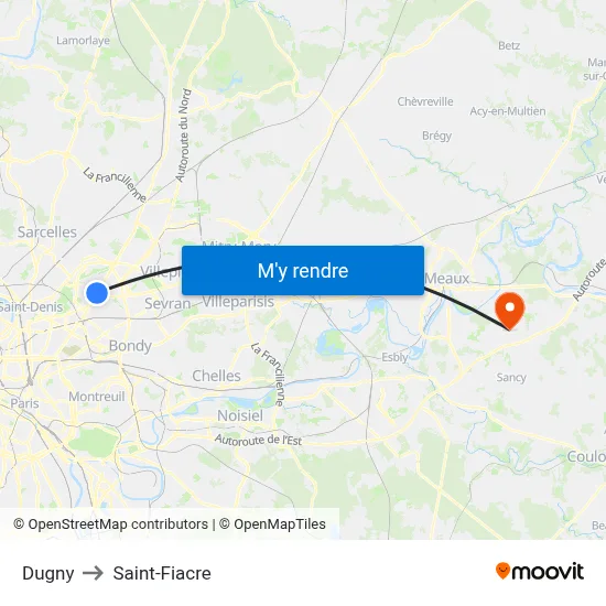 Dugny to Saint-Fiacre map