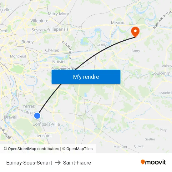 Epinay-Sous-Senart to Saint-Fiacre map