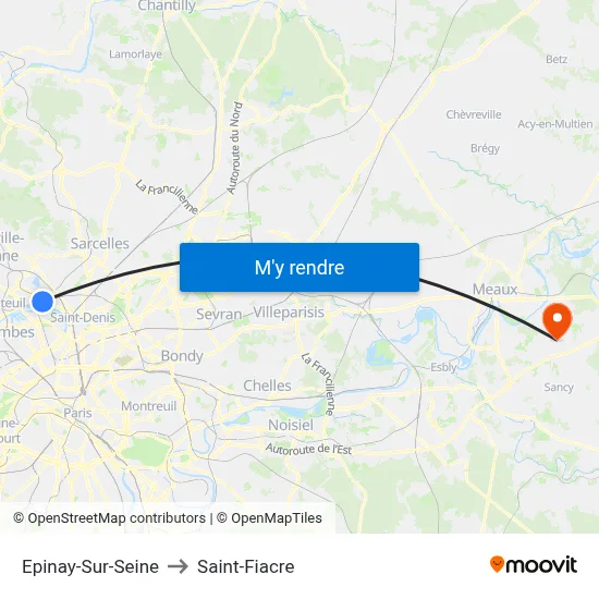 Epinay-Sur-Seine to Saint-Fiacre map