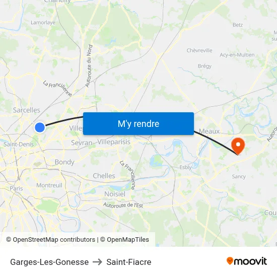 Garges-Les-Gonesse to Saint-Fiacre map