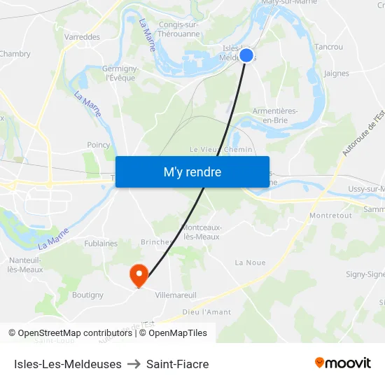 Isles-Les-Meldeuses to Saint-Fiacre map