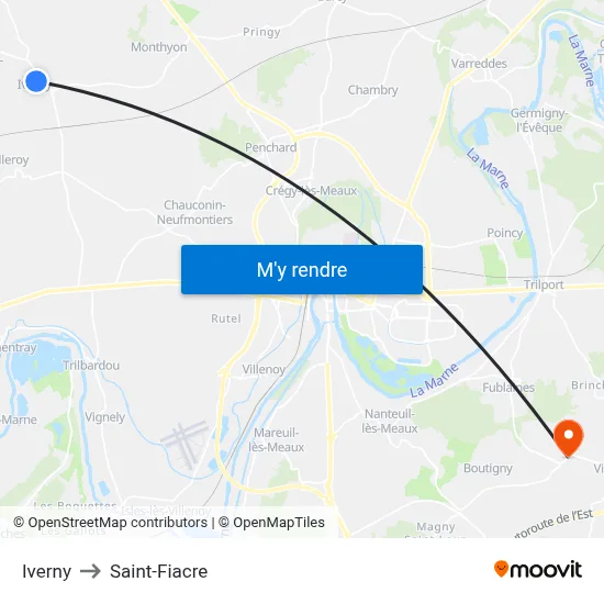 Iverny to Saint-Fiacre map