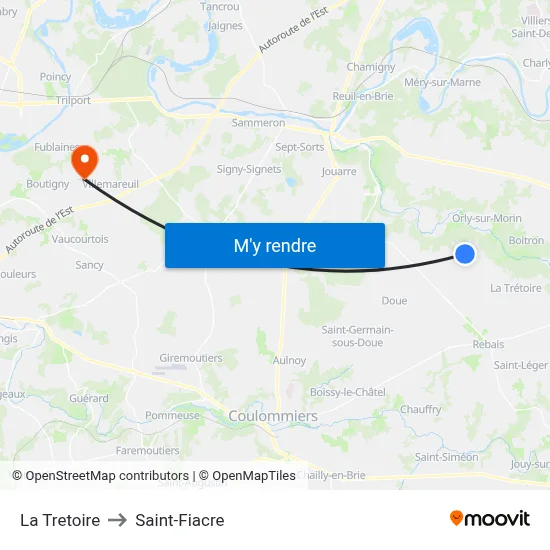 La Tretoire to Saint-Fiacre map