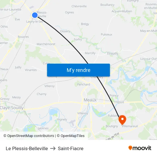 Le Plessis-Belleville to Saint-Fiacre map