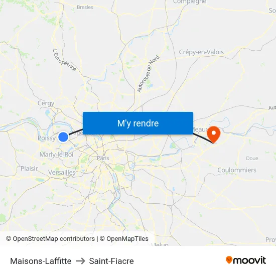 Maisons-Laffitte to Saint-Fiacre map