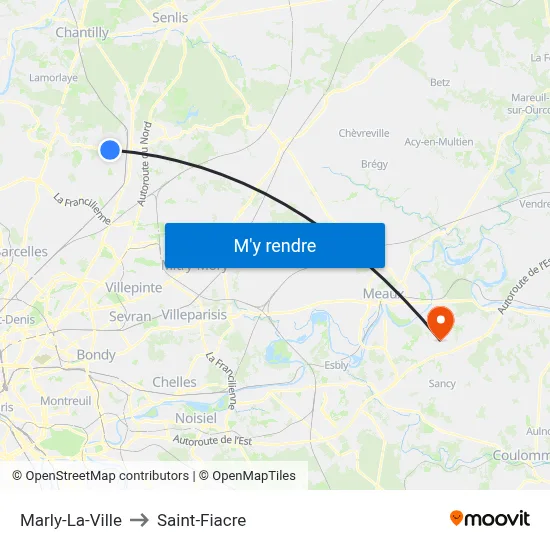 Marly-La-Ville to Saint-Fiacre map