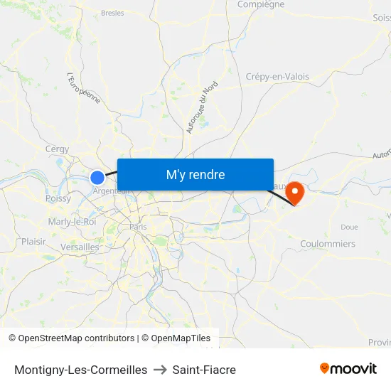 Montigny-Les-Cormeilles to Saint-Fiacre map