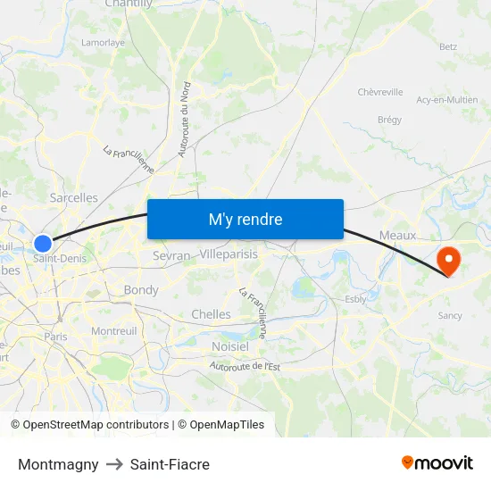 Montmagny to Saint-Fiacre map