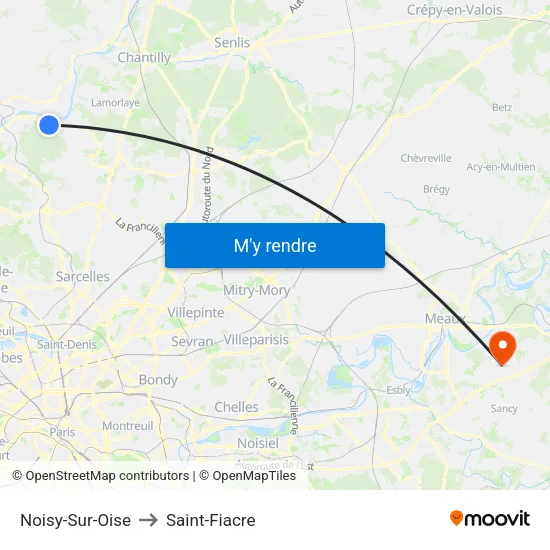 Noisy-Sur-Oise to Saint-Fiacre map