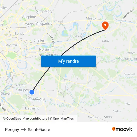 Perigny to Saint-Fiacre map