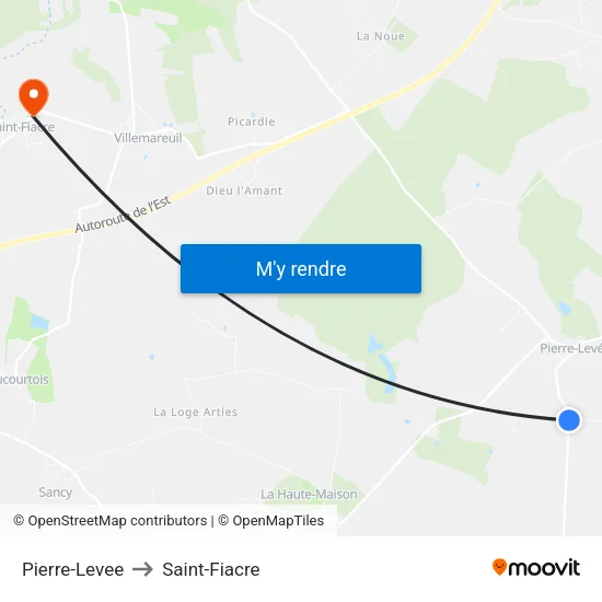 Pierre-Levee to Saint-Fiacre map
