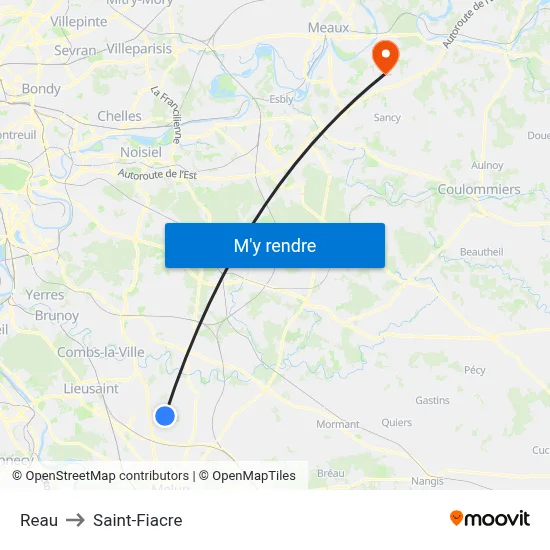 Reau to Saint-Fiacre map