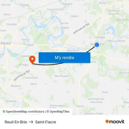 Reuil-En-Brie to Saint-Fiacre map