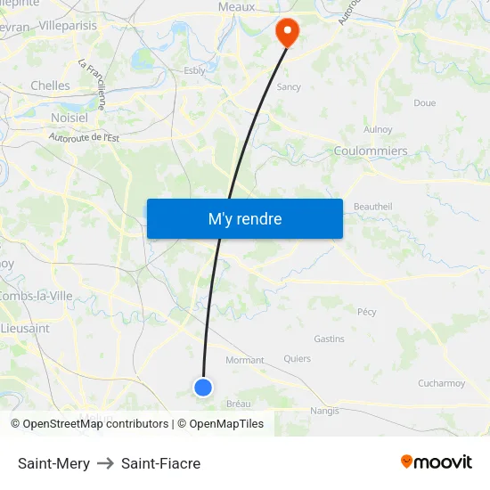 Saint-Mery to Saint-Fiacre map