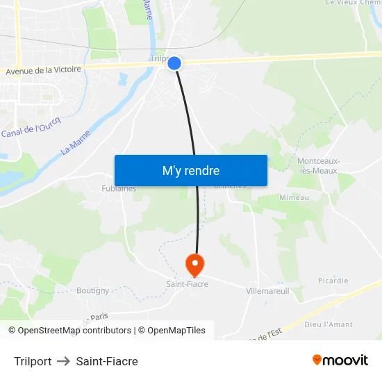 Trilport to Saint-Fiacre map