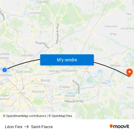 Léon Feix to Saint-Fiacre map