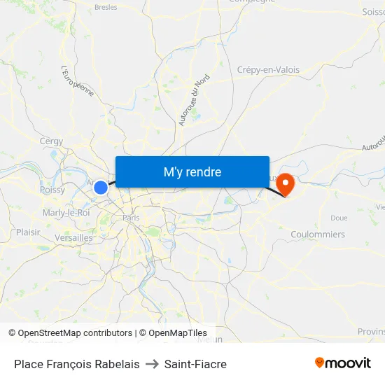 Place François Rabelais to Saint-Fiacre map