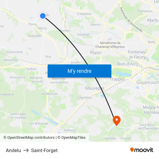 Andelu to Saint-Forget map