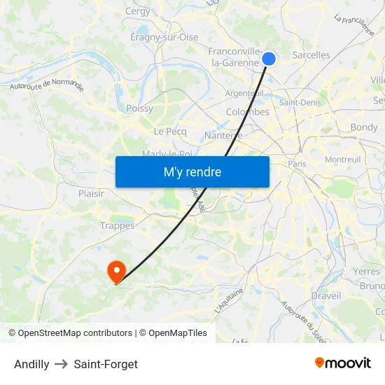 Andilly to Saint-Forget map