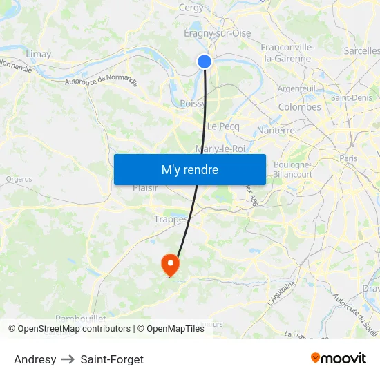 Andresy to Saint-Forget map