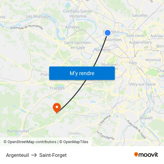Argenteuil to Saint-Forget map