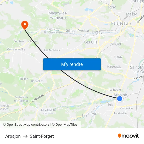 Arpajon to Saint-Forget map