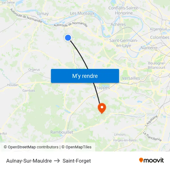 Aulnay-Sur-Mauldre to Saint-Forget map