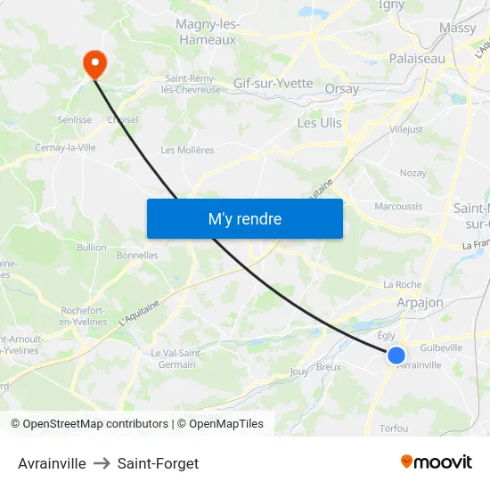 Avrainville to Saint-Forget map