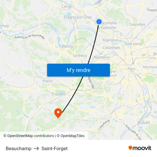 Beauchamp to Saint-Forget map