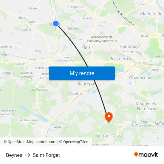 Beynes to Saint-Forget map