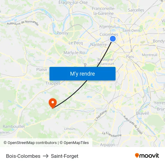 Bois-Colombes to Saint-Forget map