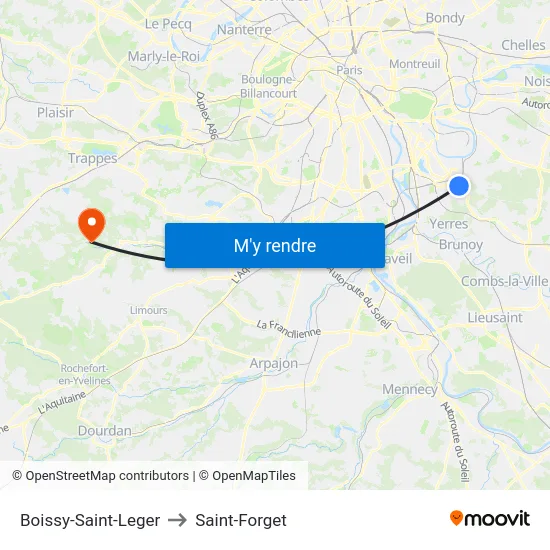 Boissy-Saint-Leger to Saint-Forget map