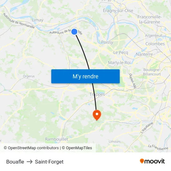 Bouafle to Saint-Forget map